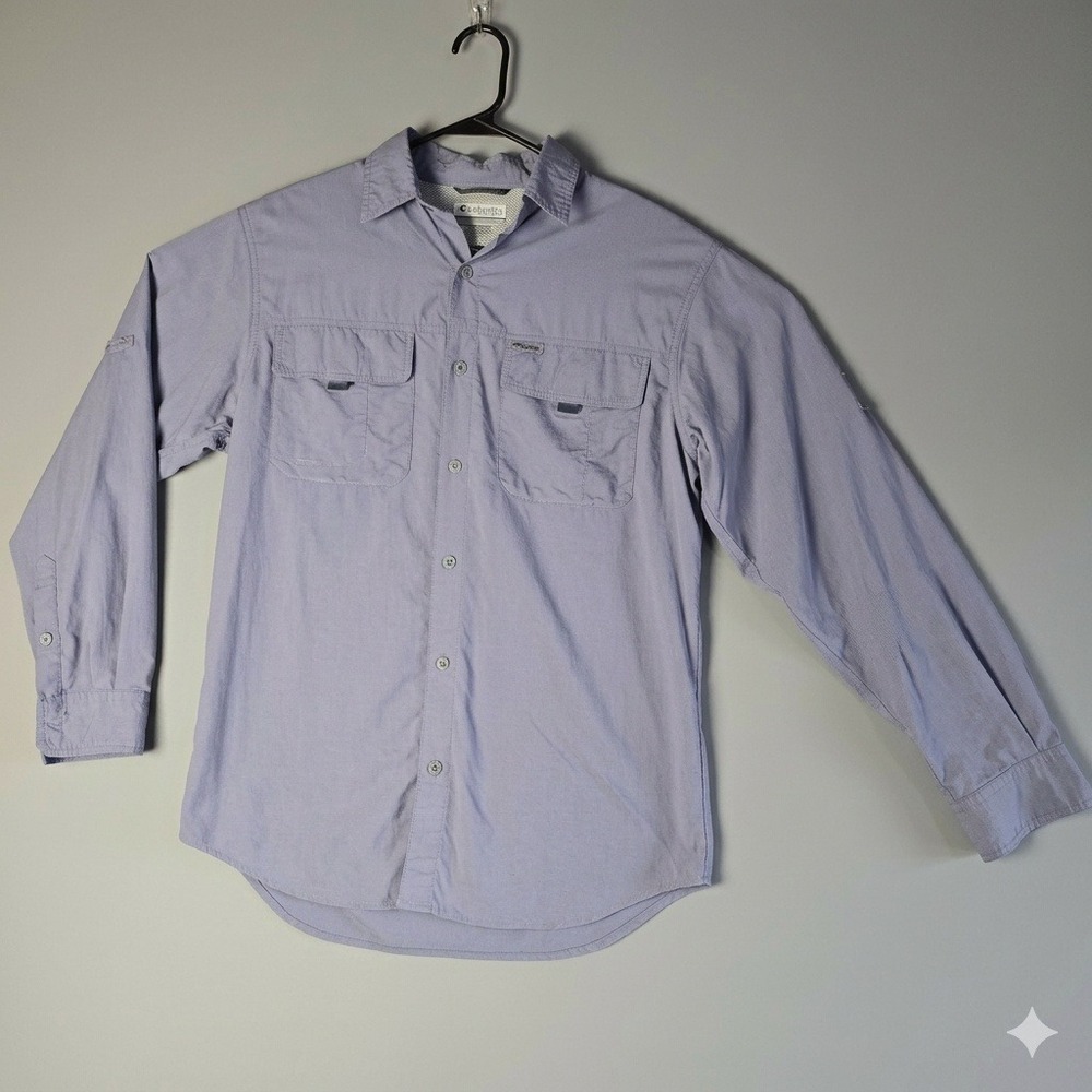 Columbia Titanium Omni-Shade Mens Long Sleeve Hiking Shirt Gray Blue Large